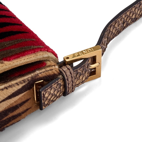 Fendi 2012 Pony Hair Suede Snakeskin Baguette Bag - Picture 4 of 5